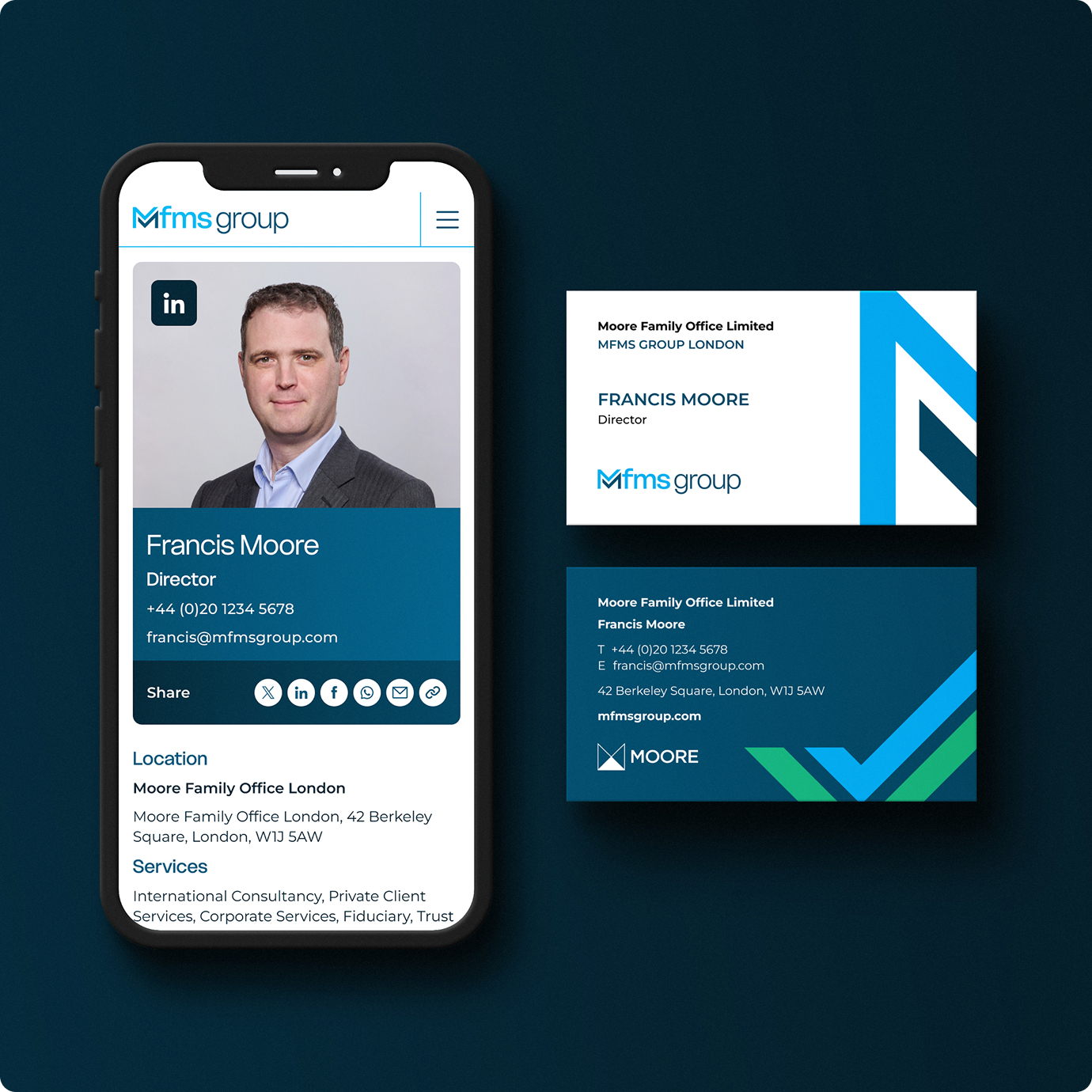 MFMS Francis Moore online profile and business cards